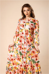 Maxi dress with elegant modern prints