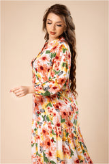 Maxi dress with elegant modern prints