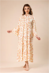 فستان بألوان الربيع وطبعة أوراق استوائية #1211