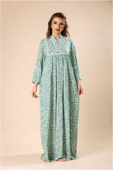 فستان قطن فيسكوز بأزهار بيضاء ناعمة #1210