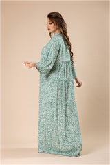 فستان قطن فيسكوز بأزهار بيضاء ناعمة #1210