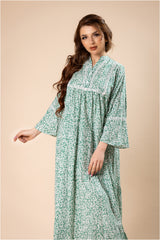 فستان قطن فيسكوز بأزهار بيضاء ناعمة #1210