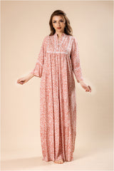 فستان قطن فيسكوز بأزهار بيضاء ناعمة #1210