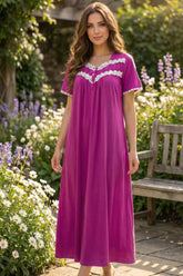 قميص نوم من قطن البامبو مع دانتيل على الصدر #1503