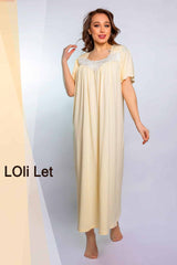 قميص قطن 100% بياقة مربعة مع دانتيل على الصدر