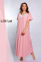 قميص قطن 100% بياقة مربعة مع دانتيل على الصدر