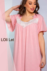 قميص قطن 100% بياقة مربعة مع دانتيل على الصدر