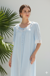 قميص نفاس كم قصير بياقة كشكش ناعمة #1133