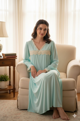 قميص نفاس بتصميم كلاسيكي من القطن الناعم مع فتحات للرضاعة #1131