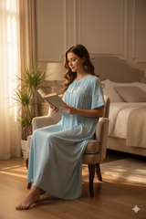 قميص نوم مطرّز قطن بنقشة منقطة #1127