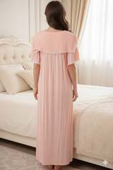 قميص نوم دانتيل بطبقتين كاب على الأكتاف والصدر #1187