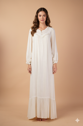 قميص نوم طويل بتصميم ملكي وكشكش فاخر #1128