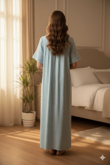 قميص نوم مطرّز قطن بنقشة منقطة #1127