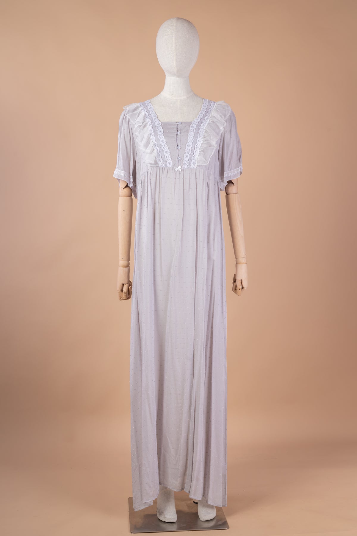 قميص نفاس قطن بتفاصيل دانتيل وكشكش أنثوي #1137