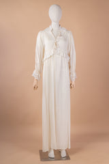 قميص نوم طويل بلون وردي فاتح وبتفاصيل دانتيل ناعمة #1134