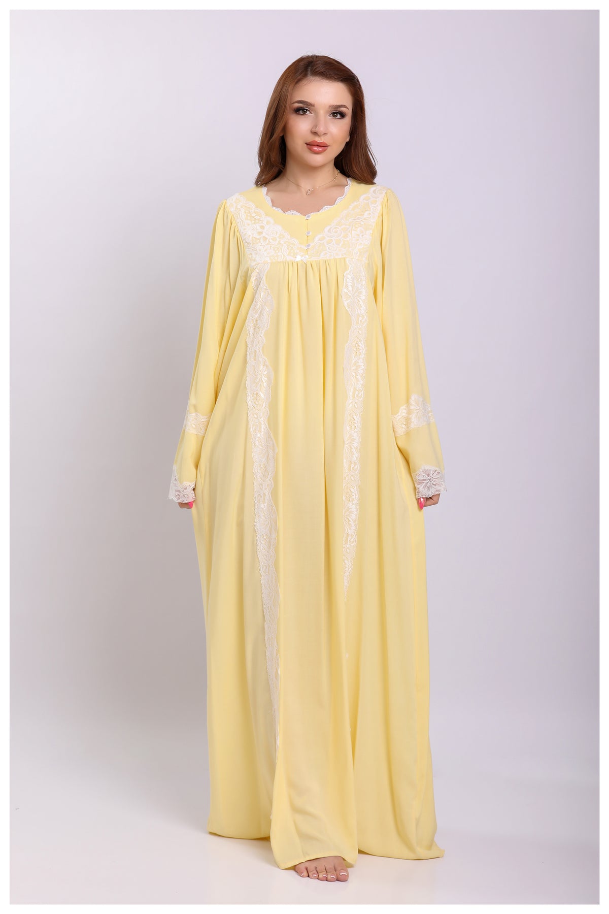 قميص نفاس بتصميم دانتيل طويل فاخر #1121