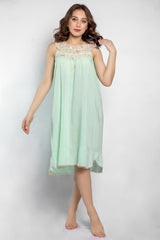 قميص نوم قصير بدانتيل فاخر وألوان باستيل ناعمة #2110