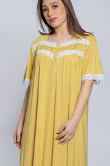 قميص نوم من قطن البامبو مع دانتيل على الصدر #1503