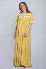 قميص نوم من قطن البامبو مع دانتيل على الصدر #1503