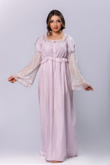 قميص نفاس بلون بنفسجي مع تطريز ورود على الأكمام #1185