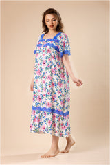 جلابية ميدي من القطن بنقشات الزهور #1217