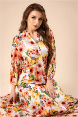 Maxi dress with elegant modern prints 