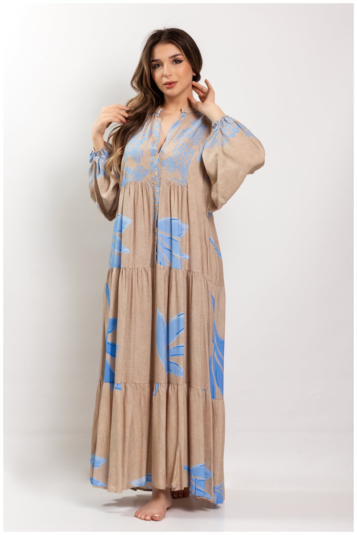 Cotton dress with sparkling patchwork patterns