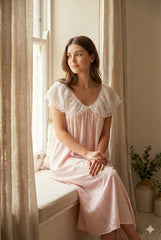 قميص نوم ميدي بتصميم دانتيل أنيق #1506