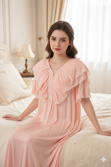 قميص نوم دانتيل بطبقتين كاب على الأكتاف والصدر #1187