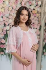 قميص نفاس قطن مع طبقة دانتيل منقط #1507